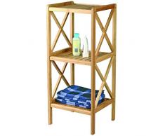MSV 140623 Etagère avec 3 Niveaux Bambou/Laqué Nitrocellulose 36,5 x 33 x 85 cm