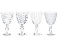 Mikasa C000210 Cheers Goblet Set de 4 Gravure DÃ©corative Vin Verre Cristal Effet Argent
