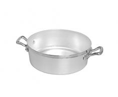 Pentole Agnelli Casserole Basse en Aluminium BLTF, avec 2 poignÃ©es en Acier Inoxydable - ArgentÃ© 24Â cm Argent