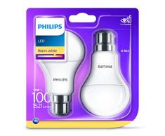 Philips Lot de 2 Ampoules LED Standard Culot B22, 13W Ã©quivalent 100W, Blanc Chaud 2700K, DÃ©polie