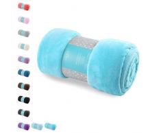 AmeliaHome Couverture en Microfibre Polaire Douce et Douce, Polyester, Türkis, 70 x 150