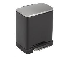 EKO Recycle E-Cube Poubelle Ã PÃ©dale MÃ©tal Noir 32 x 36,6 x 44,5 cm 10+9 litres