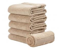 iDesign ensemble serviettes de bain (lot de 6), petites serviettes en coton au design tissÃ©, serviettes douces et absorbantes avec accroches pour Ã©vier ou WC invitÃ©s, beige