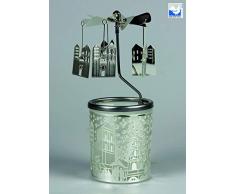 Kerzenfarm Hahn Altstadt 84378 Bougeoir en Verre Argenté 16 x 6 x 6 cm