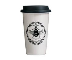 Premier Reine Isotherme Eco Tasse de Voyage avec Couvercle en Silicone et Porcelaine Noir, 330Â ML