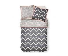 TODAY Karma Parure de Couette 2 Personnes, Coton, Beige/Gris/Rose, 240 x 220 cm