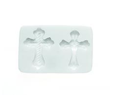 Silikomart 71.242.00.0096 Moule pour Pâte à Sucre SLK142 Croix Silicone Blanc