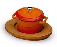 Agnelli Plateau Ronde Faitouts pour Mini Cocotte, en Bois, Naturel