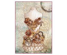 Damperia DFSA4286 A4 Decoupage Papier de riz Emballé Mannequin avec Horloge Multicolore 29,7 x 21 cm