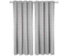 Deconovo Rideau Occultant Chambre Bebe Motif Restaurant Couche de Mousse à Oeillets Isolant Thermique 2 Pcs, Polyester, Gris Clair, 140x175cm