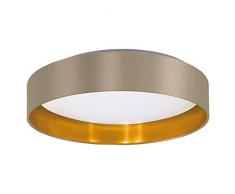 Eglo Suspension Maserlo, Acier Textile, Taupe/or/blanc., 40.5 x 40.5 x 10 cm, Integriert