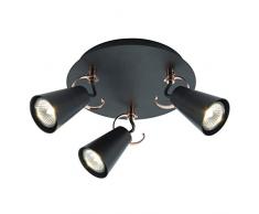 Brilliant 62734/76 Plafonnier, Metal, Noir/Cuivre