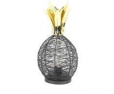THE HOME DECO FACTORY LA9967 Lampe Ã Poser Ananas Led 15 cm, MÃ©tal, Noir Dore