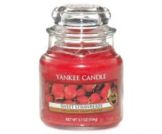Yankee Candle Bougie en pot Fraise sucrée, rouge, Small