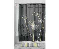 InterDesign Thistle rideau douche, grand rideau baignoire 183,0 cm x 183,0 cm en polyester, rideau de bain lavable fleuri en tissu doux, gris/jaune