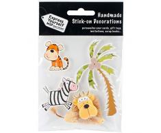 Exprimez-Vous MIP MIP Stickers 3D Tigre, Lion et zèbre, Acrylique, Multicolore, 3 pièces