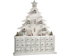WeRChristmas Calendrier de lAvent, Sapin de Noël décoratif en Bois, Bois Dense, Blanc, 32 x 6.5 x 40 cm
