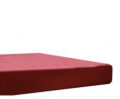 Blanc des Vosges Uni Jersey Drap housse extensible Coton Carmin 70x190 cm à 80x200 cm