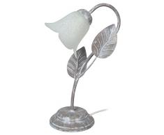 Tosel 63265 Lampe de Table Eglantine Acier 60 W E14 Taupe/Blanc