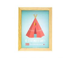 THE HOME DECO FACTORY HD3142/1WEB Cadre déco Enfant tipi, Bois Paulownia, 26 x 1 x 34 cm