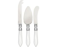 BUGATTI ALC1M-N4283 Aladdin MÃ©nagÃ¨re de 3 PiÃ¨ces Couteau Ã Fromage Acier/ABS Blanc 30,5 x 14 x 3 cm