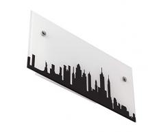 sulion New York Applique Deco, 7Â W, verre satinÃ© sÃ©rigraphiÃ©