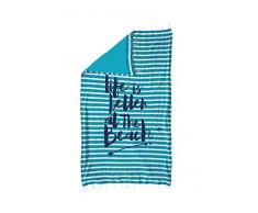 DHestia Better Serviette de Plage en Coton avec Franges Turquoise 150 x 100 cm