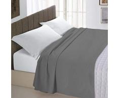 Italian Bed Linen Max Color Drap supérieur en Coleur Unie, 100 % Coton, Gris fumée, Place et Demie