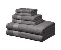 AmazonBasics Everyday Serviettes de toilette - 2 serviettes de bain, 2 essuie-mains et 2 gants de toilette, Gris poudré