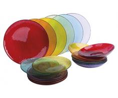 Excelsa Scratch Service Assiettes 18Â PiÃ¨ces, Verre, Multicolore
