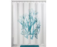 InterDesign Coral rideau douche, rideau baignoire de 183,0 cm x 183,0 cm en polyester, rideau salle de bain au motif corail artistique, turquoise
