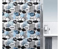 Spirella 10.18688 DV-PEVA WOW Black/Blue, 180X200 cm Rideau de Douche, Noir/Bleu, 180 x 200 cm