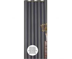 Homemaison HM69516-1 Unis Paire de Rideaux occultant Polyester Gris 260 x 140 cm