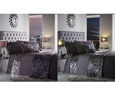 Dazzle Parure de lit Glamour avec Housse de Couette à Paillettes, Polyester, Violet améthyste, Super King