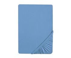 Biberna 77144 Drap housse en jersey stretch, selon Oeko-Tex Standard 100, env. 180 x 200 cm Ã 200 x 200 cm, Bleu (Azurblau)