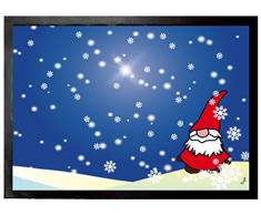 1art1 Noël Paillasson Essuie-Pieds - Petit Lutin dans Nuit Enneigée (70 x 50 cm)