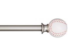 AmazonBasics Tringle Ã rideau dÃ©corative diamÃ¨tre 1,6 cm avec embouts balle de Baseball - 218 cm