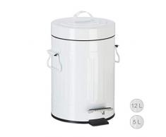 Relaxdays 10023830_816 pédale vintage, Poubelle à déchets pour la cuisine ou la salle de bain, en métal, Blanc, 3 litres, fer, plastique, 29 x 19 x 24 cm