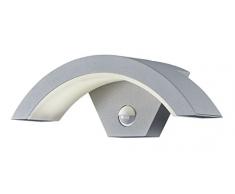 TRIO, Applique, Ohio incl. 1 x LED,SMD,6,0 Watt,3000K,580 Lm. Corps: Fonte daluminium, Titane L:29,4cm, H:10,0cm, P:9,0cm IP54,Détecteur de mouvement,Montage au mur