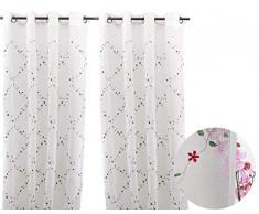 ForenTex A-0582 Rideau brodÃ© Floral dÃ©coratif pour fenÃªtres/Portes en Polyester, Grenat 145 x 260 cm