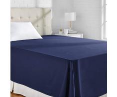 AmazonBasics 400TC Coton Sateen Infroissables Drap plane, 230 x 260 + 10 cm - Bleu marine