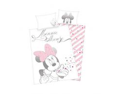 Herding DISNEY MINNIE MOUSE Parure de Lit Réversible pour Enfants, Housse de Couette 100 x 135 cm, Taie dOreiller 40 x 60 cm, Coton/Renforcé