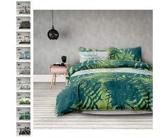 AmeliaHome Averi Parure de lit 2 piÃ¨ces en Coton avec Housse de Couette 135 x 200 cm et taie doreiller 80 x 80 cm Vert