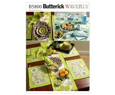 Butterick Patterns B5800 Ensemble de patrons de Serviettes, Sets de Table, Chemin de Table, Nappe et Corbeille en 3 Tailles Blanc