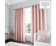 Catherine Lansfield Rideaux Ã Åillets 167,6Â x 137,2Â cm, Imitation Soie, Rose poudrÃ©, Eyelet Curtains 66x72 inch