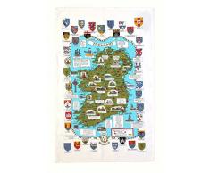 Ulster Weavers Torchon en Coton Motif Carte et blasons de lIrlande