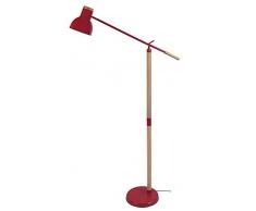 Tosel 95192 Olsen Lampadaire Liseuse Bois Hêtre/Tôle Acier/Peinture Ãpoxy Rouge 800 x 1200 mm
