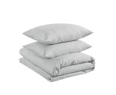 AmazonBasics Parure de lit 100Â % coton 200 x 200 cm / 50 x 80 cm, Gris tendre