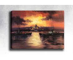 Bonamaison Peinture sur toile, multicolore, 70 x 100 cm - Conçu et fabriqué en Turquie