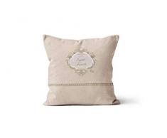 Soleil docre Esprit de Famille Coussin dÃ©coratif, Coton, Ecru, 40 x 40 cm